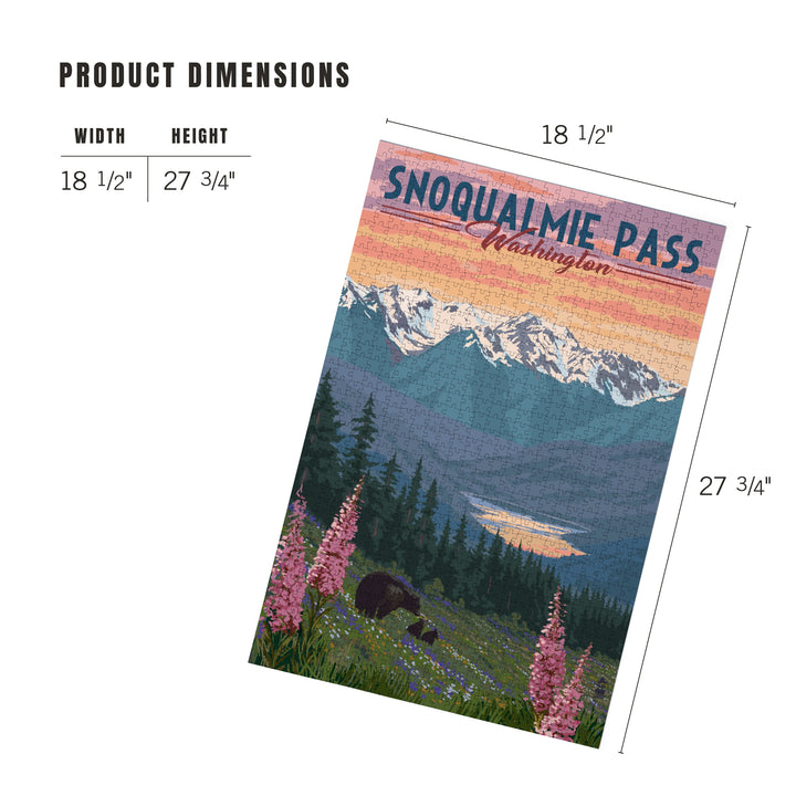 Snoqualmie Pass, Washington, Bear and Spring Flowers, Jigsaw Puzzle Puzzle Lantern Press 