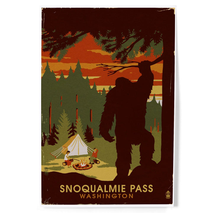Snoqualmie Pass, Washington, Home of Bigfoot, Art & Giclee Prints Art Lantern Press 
