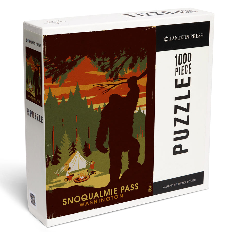Snoqualmie Pass, Washington, Home of Bigfoot, Jigsaw Puzzle Puzzle Lantern Press 