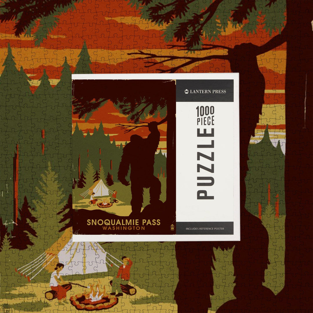 Snoqualmie Pass, Washington, Home of Bigfoot, Jigsaw Puzzle Puzzle Lantern Press 