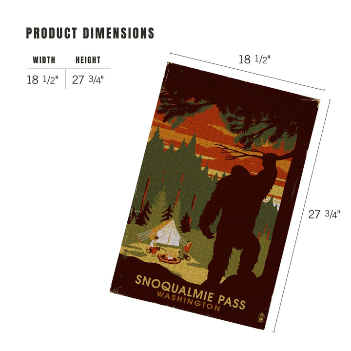 Snoqualmie Pass, Washington, Home of Bigfoot, Jigsaw Puzzle Puzzle Lantern Press 