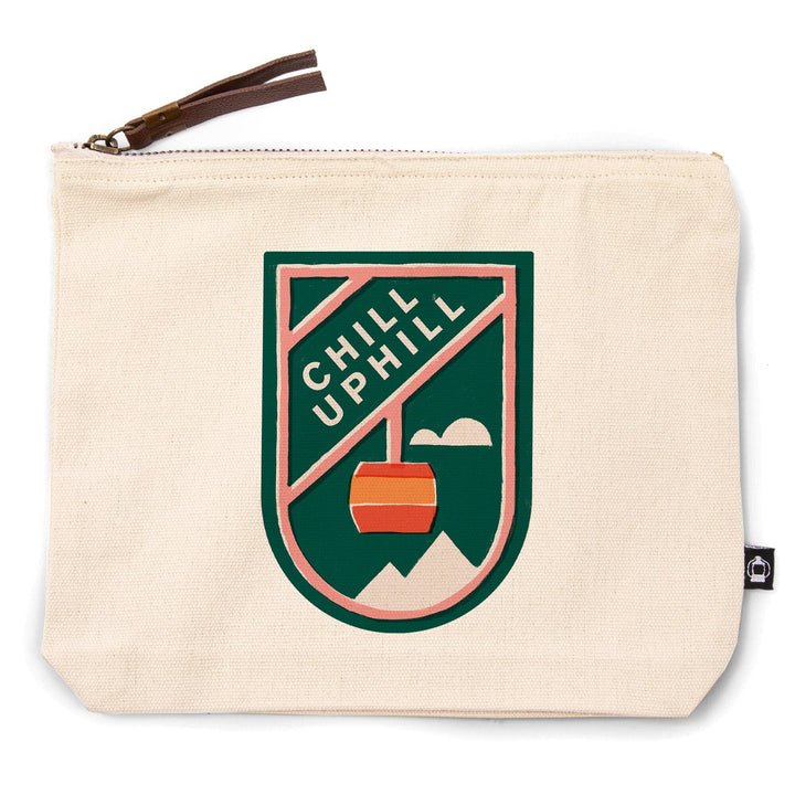 Snow Patrol Series, Chill Uphill,, Organic Cotton Zipper Pouch, Go Bag Totes Lantern Press 