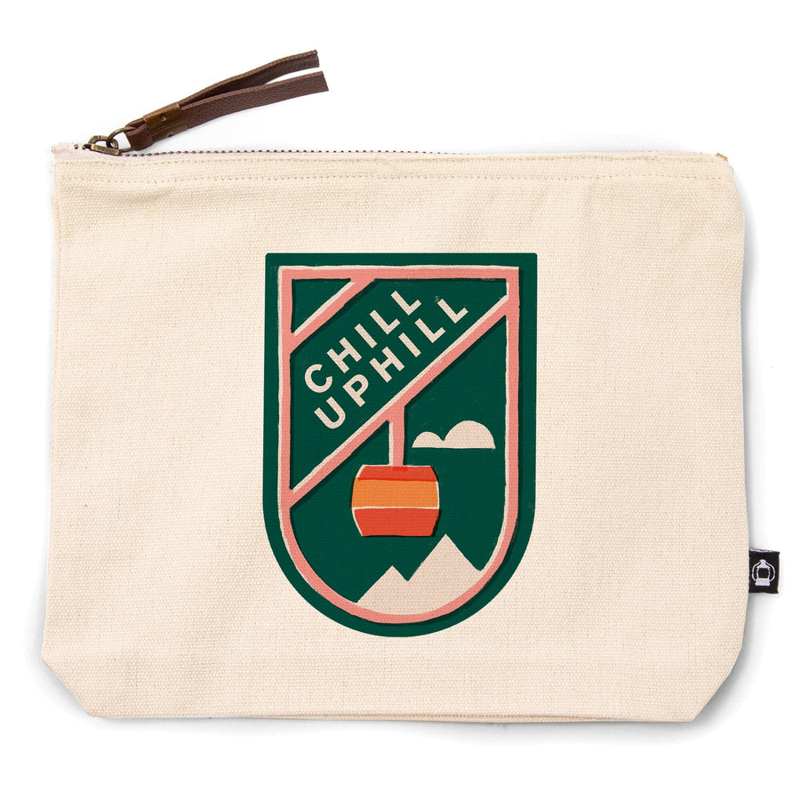 Snow Patrol Series, Chill Uphill,, Organic Cotton Zipper Pouch, Go Bag Totes Lantern Press 