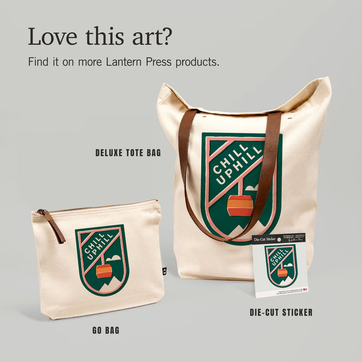 Snow Patrol Series, Chill Uphill,, Organic Cotton Zipper Pouch, Go Bag Totes Lantern Press 
