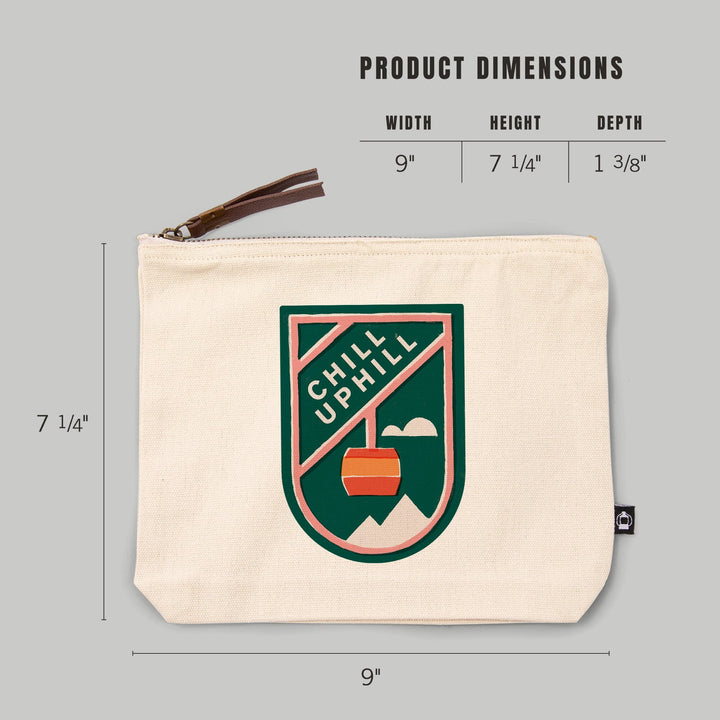 Snow Patrol Series, Chill Uphill,, Organic Cotton Zipper Pouch, Go Bag Totes Lantern Press 