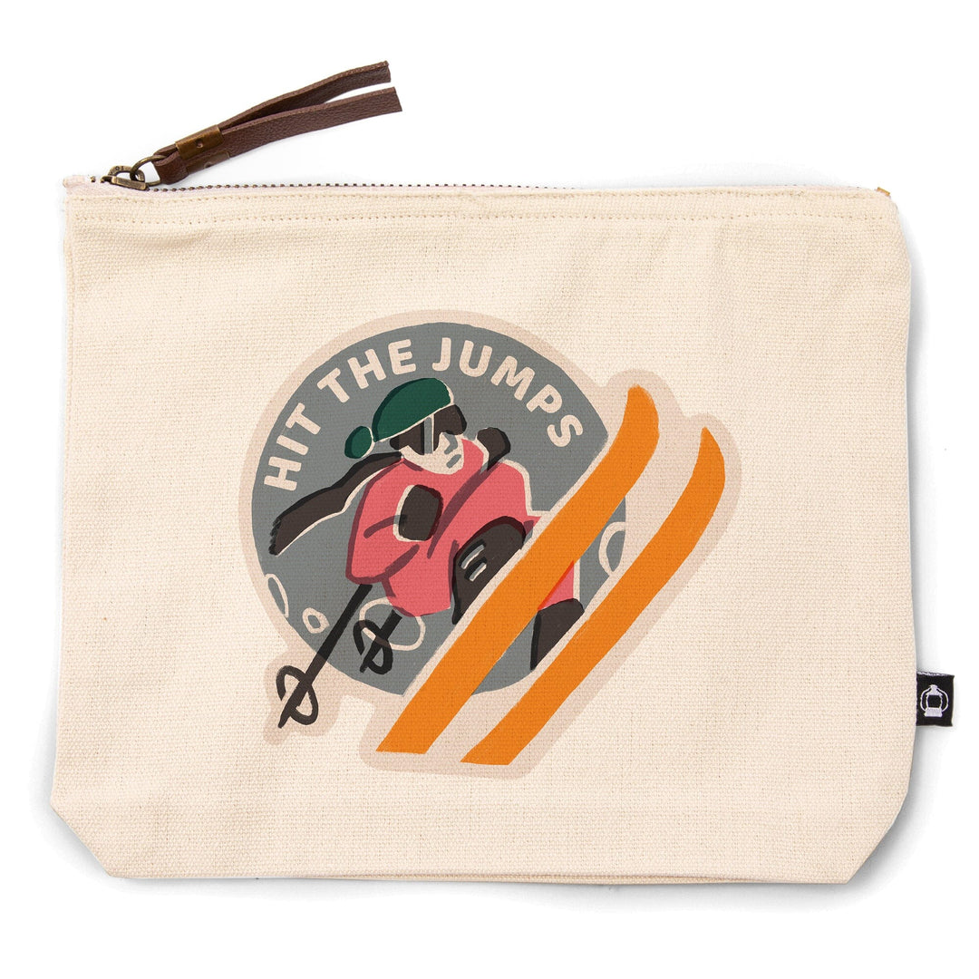 Snow Patrol Series, Hit the Jumps,, Organic Cotton Zipper Pouch, Go Bag Totes Lantern Press 