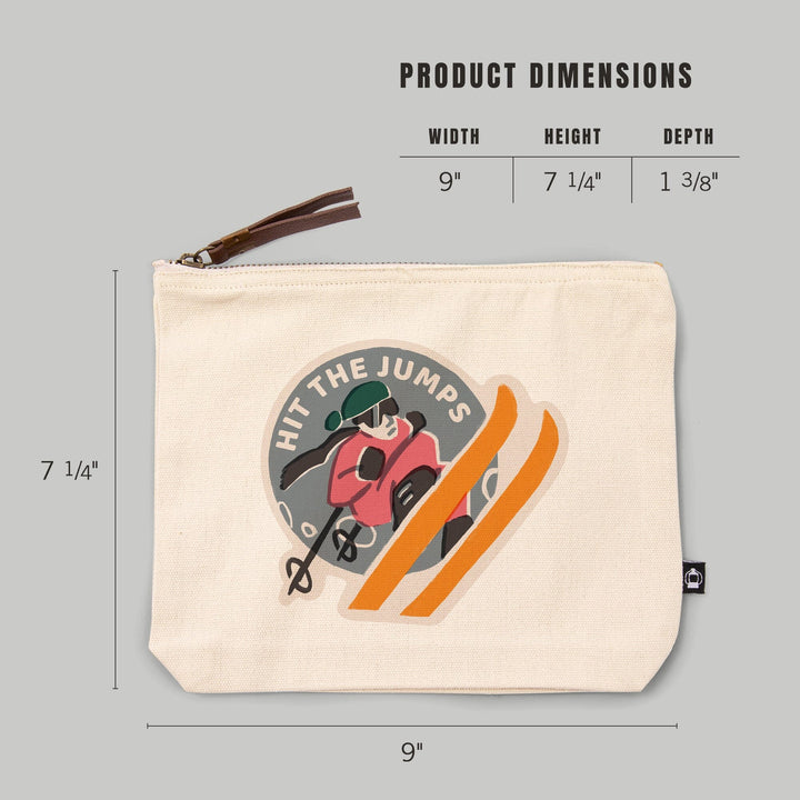 Snow Patrol Series, Hit the Jumps,, Organic Cotton Zipper Pouch, Go Bag Totes Lantern Press 