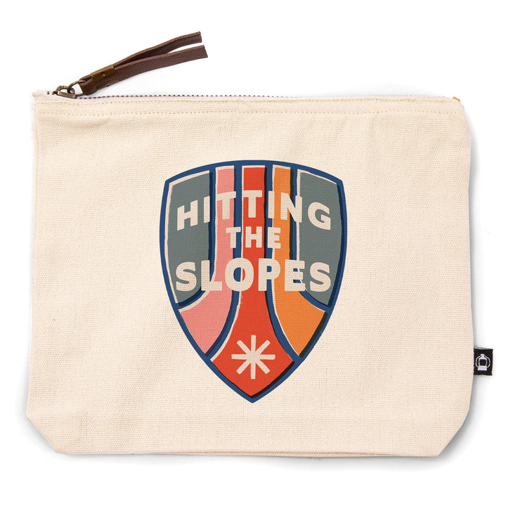 Snow Patrol Series, Hitting The Slopes,, Organic Cotton Zipper Pouch, Go Bag Totes Lantern Press 