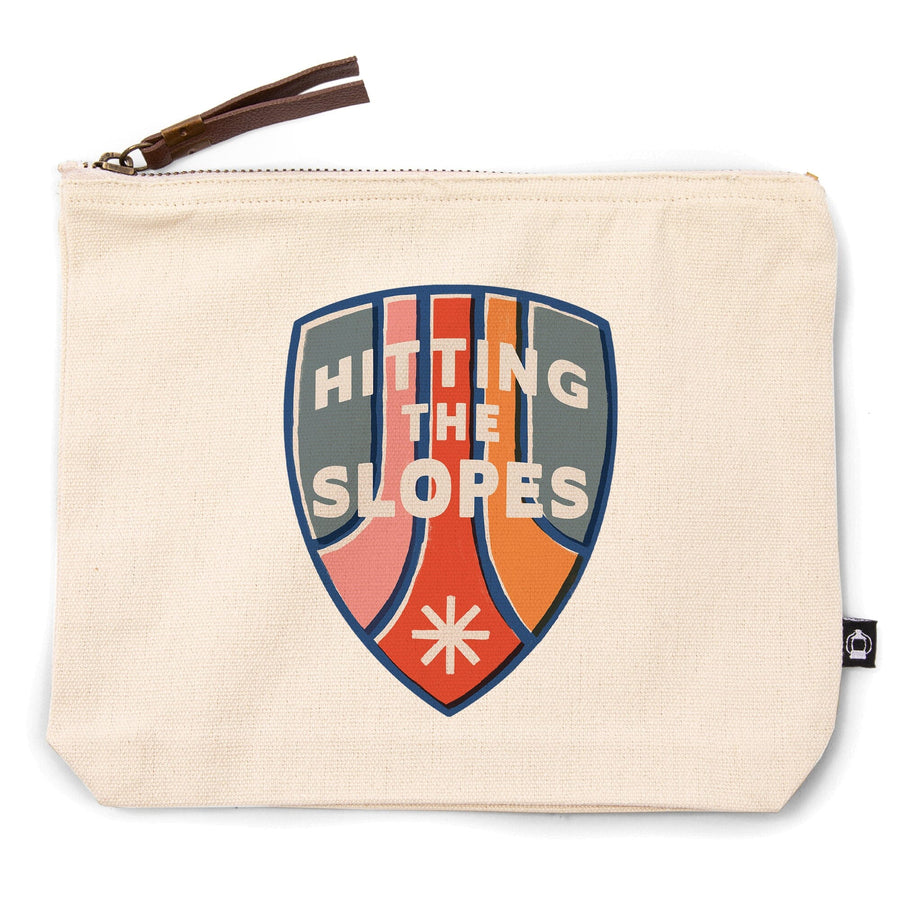 Snow Patrol Series, Hitting The Slopes,, Organic Cotton Zipper Pouch, Go Bag Totes Lantern Press 
