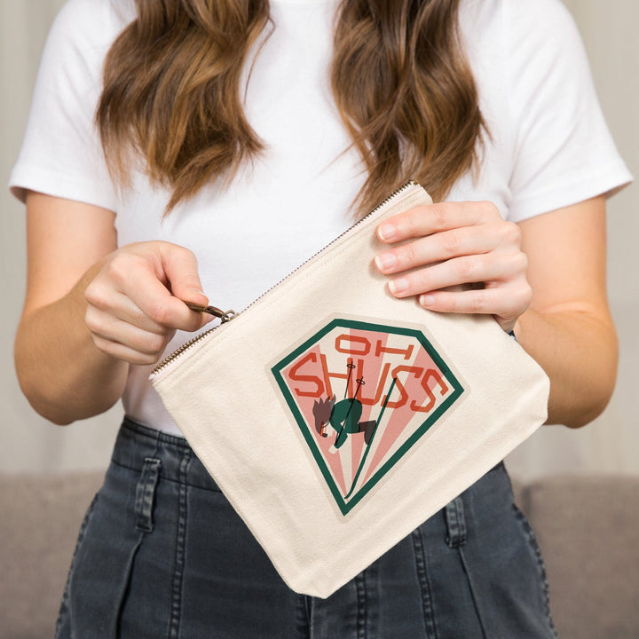 Snow Patrol Series, Oh Shuss,, Organic Cotton Zipper Pouch, Go Bag Totes Lantern Press 