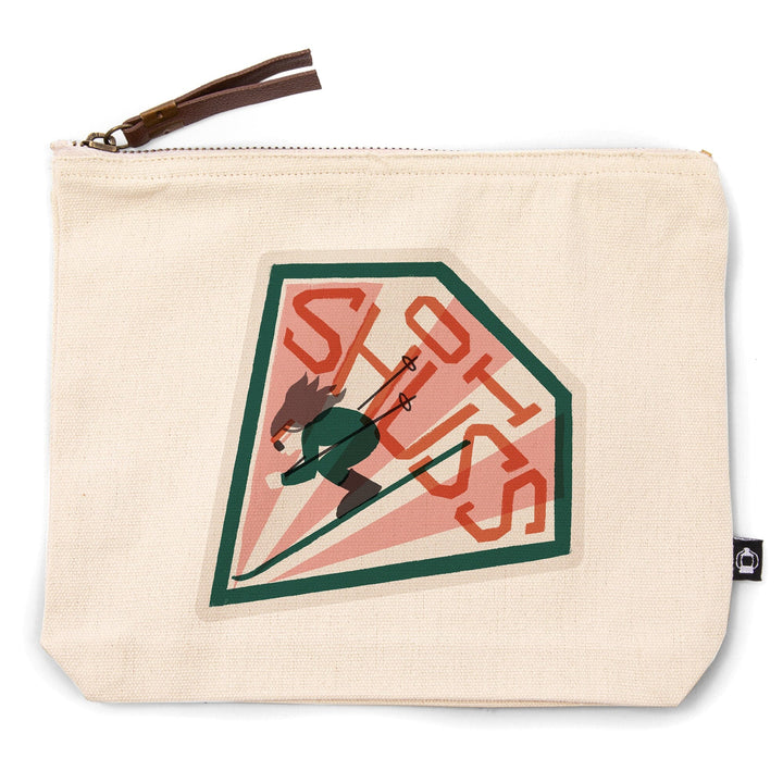 Snow Patrol Series, Oh Shuss,, Organic Cotton Zipper Pouch, Go Bag Totes Lantern Press 