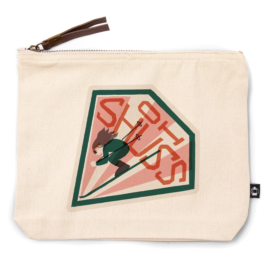 Snow Patrol Series, Oh Shuss,, Organic Cotton Zipper Pouch, Go Bag Totes Lantern Press 