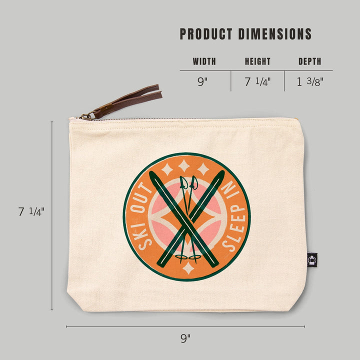 Snow Patrol Series, Ski Out Sleep In,, Organic Cotton Zipper Pouch, Go Bag Totes Lantern Press 