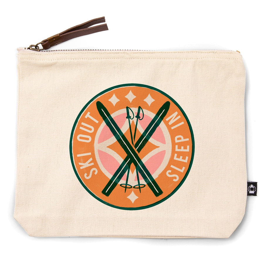 Snow Patrol Series, Ski Out Sleep In,, Organic Cotton Zipper Pouch, Go Bag Totes Lantern Press 