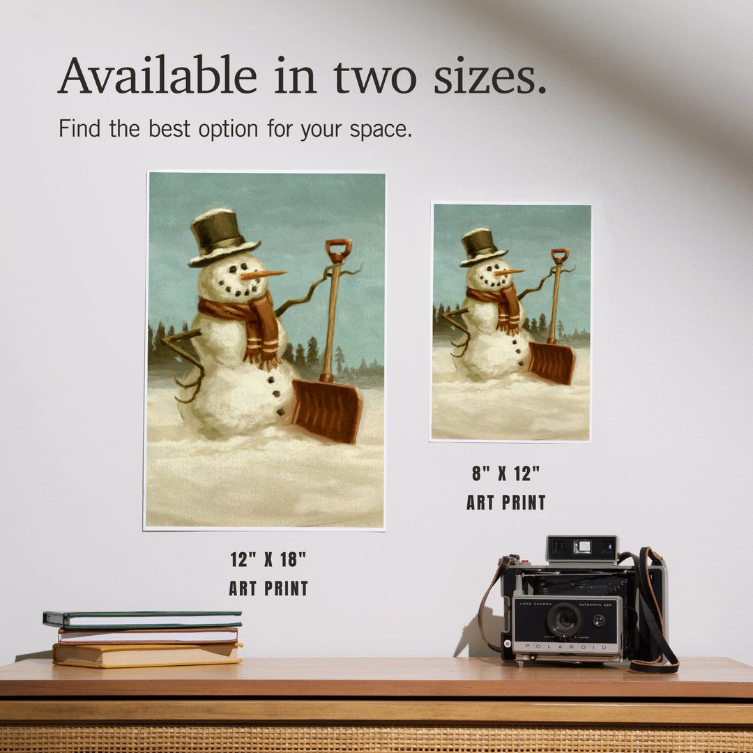 Snowman, Christmas Oil Painting, Art & Giclee Prints Art Lantern Press 