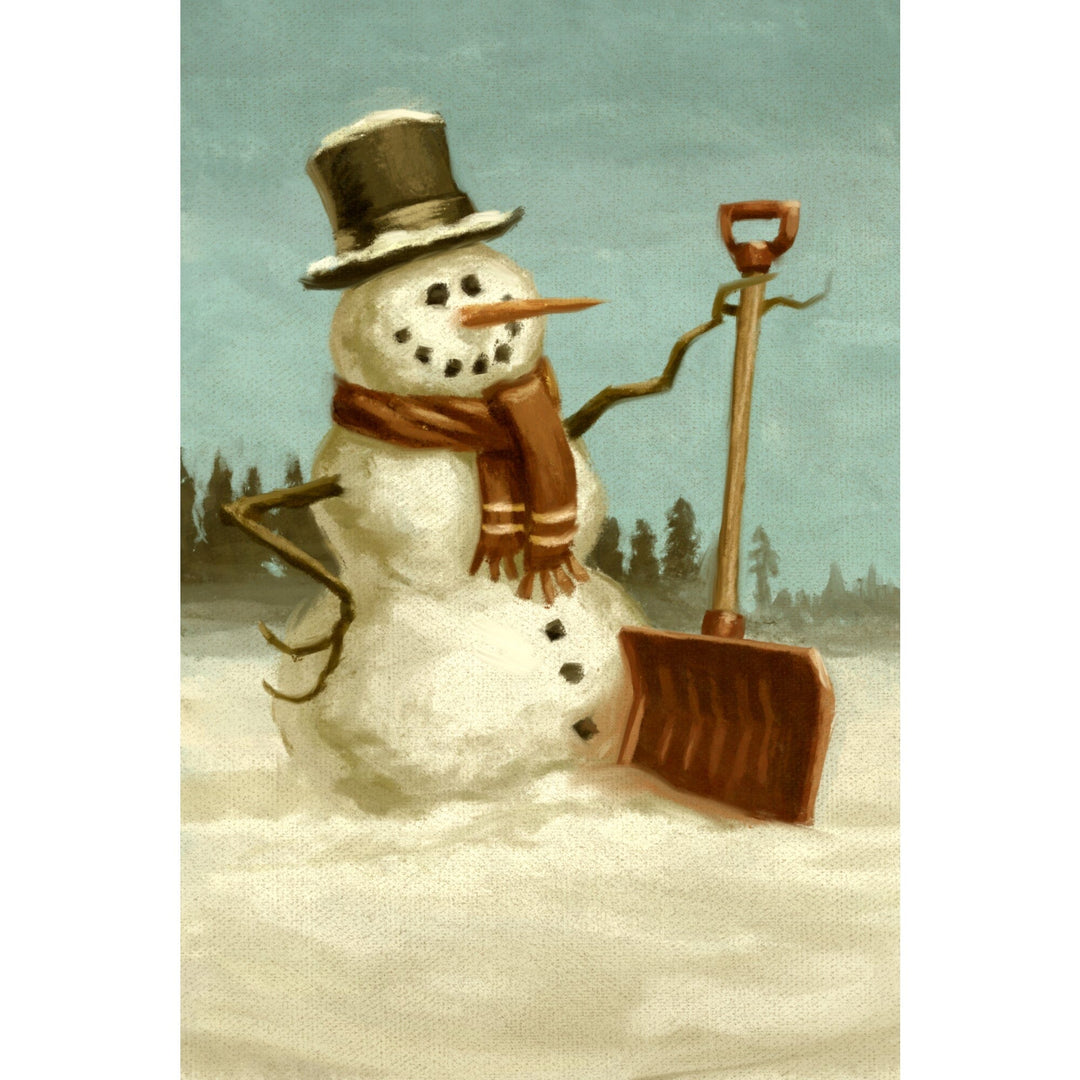 Snowman, Christmas Oil Painting, Lantern Press Artwork, Stretched Canvas Canvas Lantern Press 