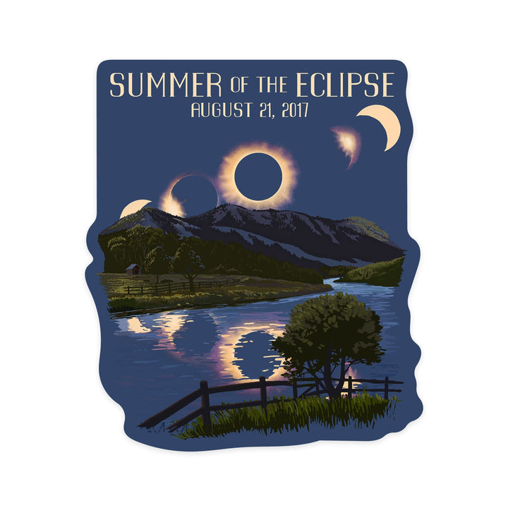 Solar Eclipse 2017, Summer of the Eclipse, Contour, Vinyl Sticker Sticker Lantern Press 