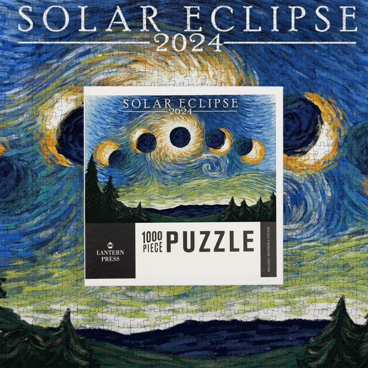 Solar Eclipse 2024, Starry Night, Jigsaw Puzzle Puzzle Lantern Press 