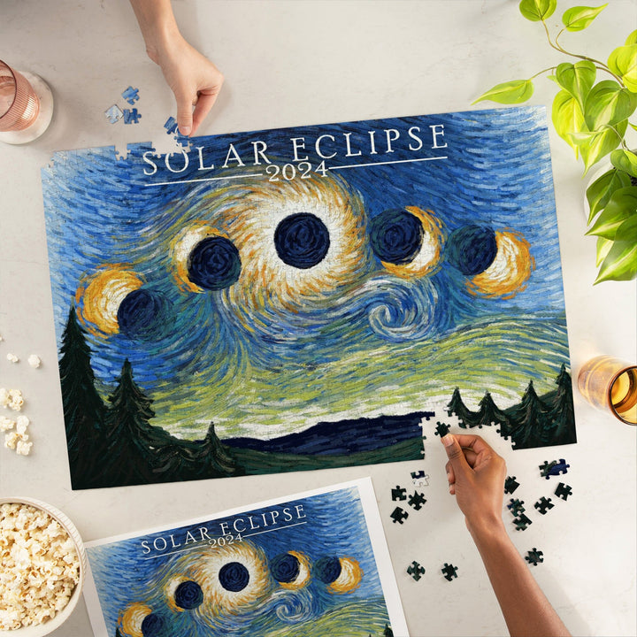 Solar Eclipse 2024, Starry Night, Jigsaw Puzzle Puzzle Lantern Press 