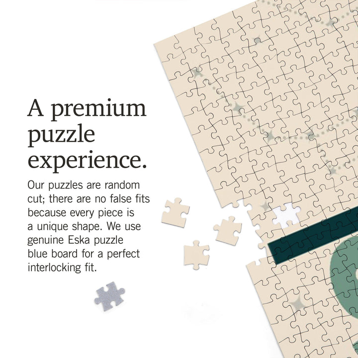 Solar Eclipse, Typography with Stars, Jigsaw Puzzle Puzzle Lantern Press 