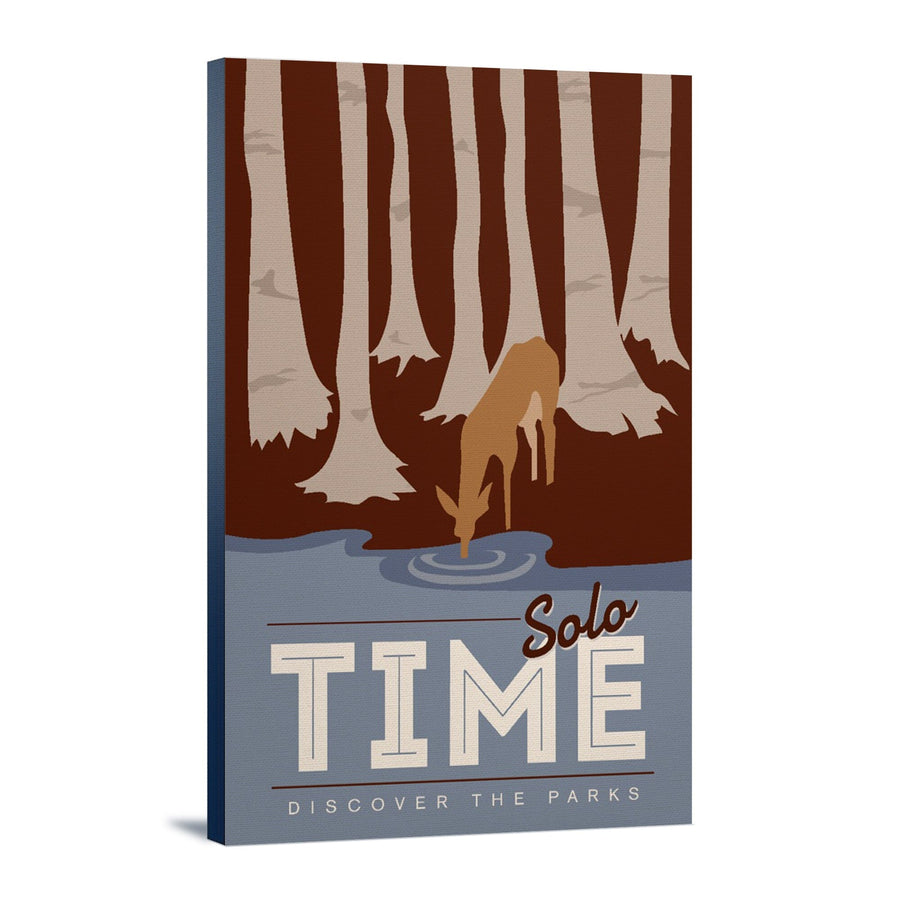 Solo Time (Deer), Discover the Parks, Stretched Canvas Canvas Lantern Press 