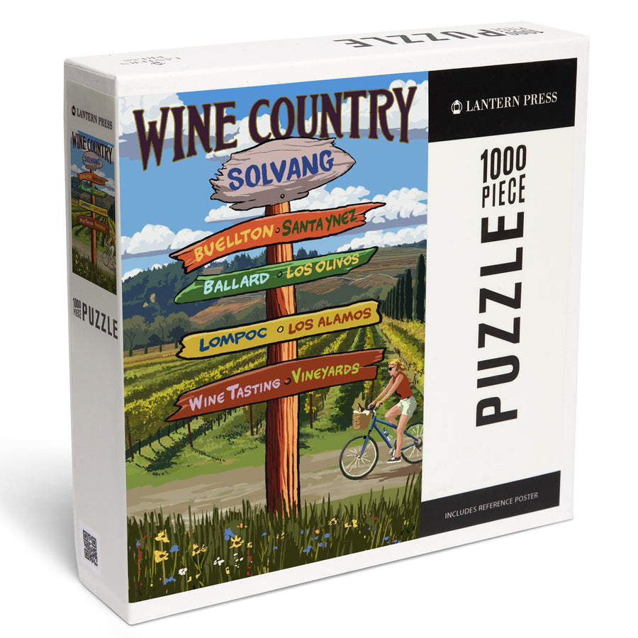Solvang, California, Destination Signpost, Jigsaw Puzzle Puzzle Lantern Press 
