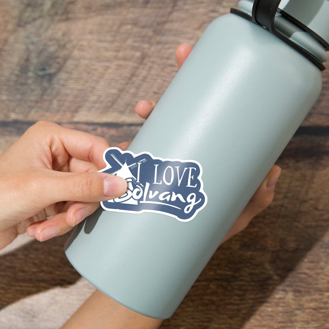 Solvang, California, I love Solvang, Sentiment, Contour, Vinyl Sticker Sticker Lantern Press 