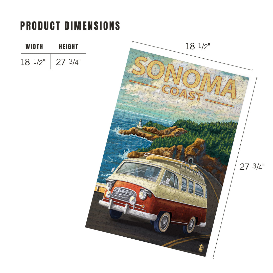 Sonoma Coast, California, Camper Van, Jigsaw Puzzle Puzzle Lantern Press 