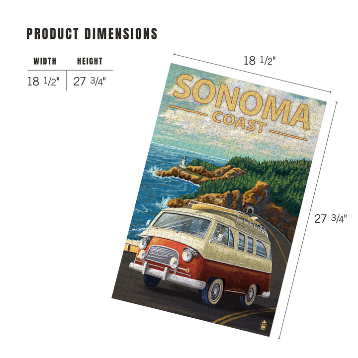 Sonoma Coast, California, Camper Van, Jigsaw Puzzle Puzzle Lantern Press 