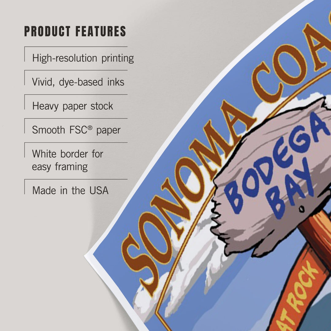 Sonoma Coast, California, Destination Signpost, Art & Giclee Prints Art Lantern Press 