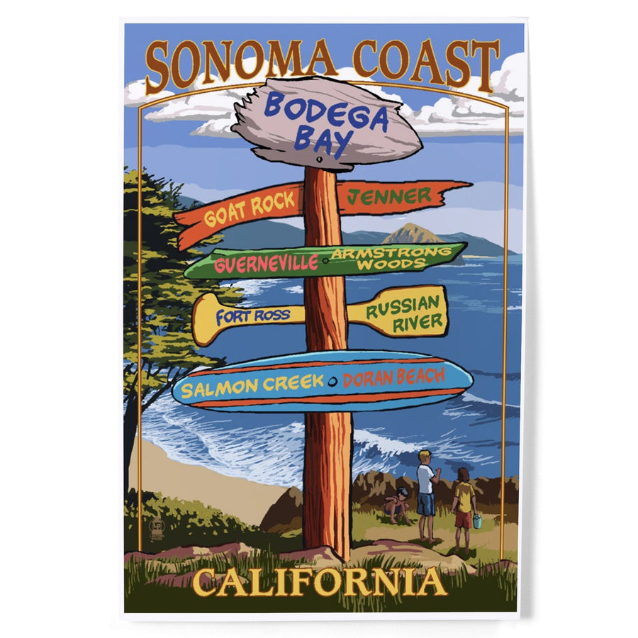 Sonoma Coast, California, Destination Signpost, Art & Giclee Prints Art Lantern Press 