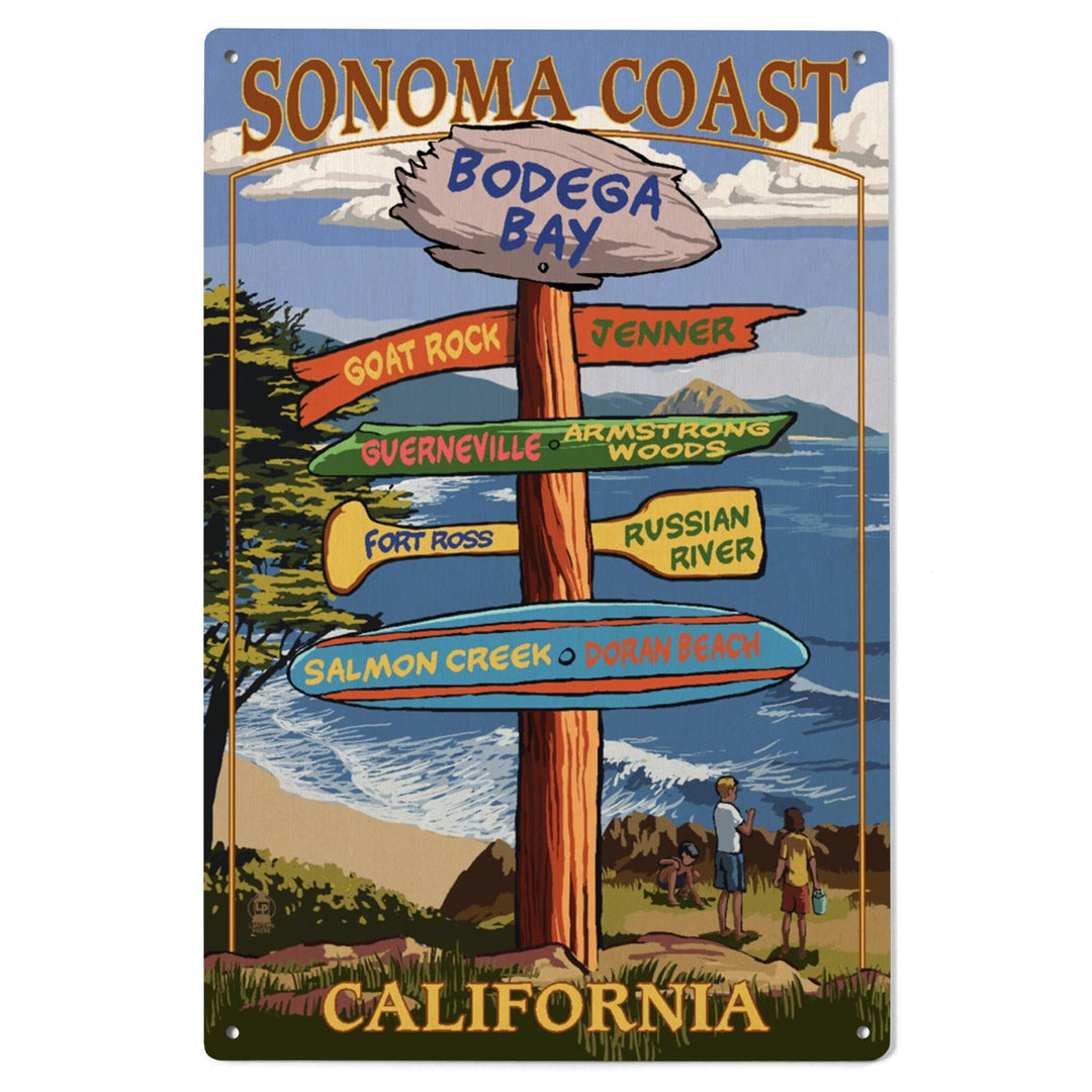 Sonoma Coast, California, Destination Signpost, Lantern Press Artwork, Wood Signs and Postcards Wood Lantern Press 