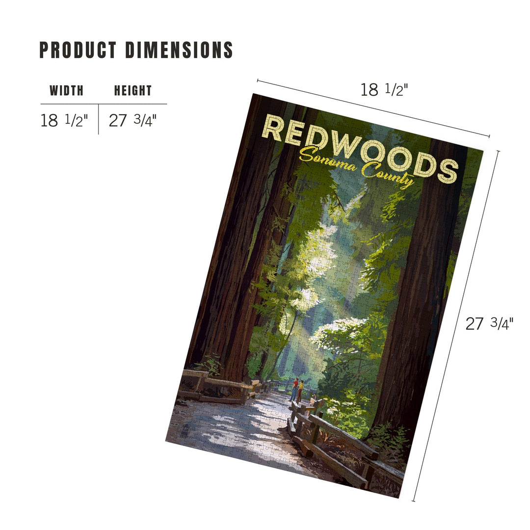 Sonoma County, California, Redwoods, Pathway in Trees, Jigsaw Puzzle Puzzle Lantern Press 