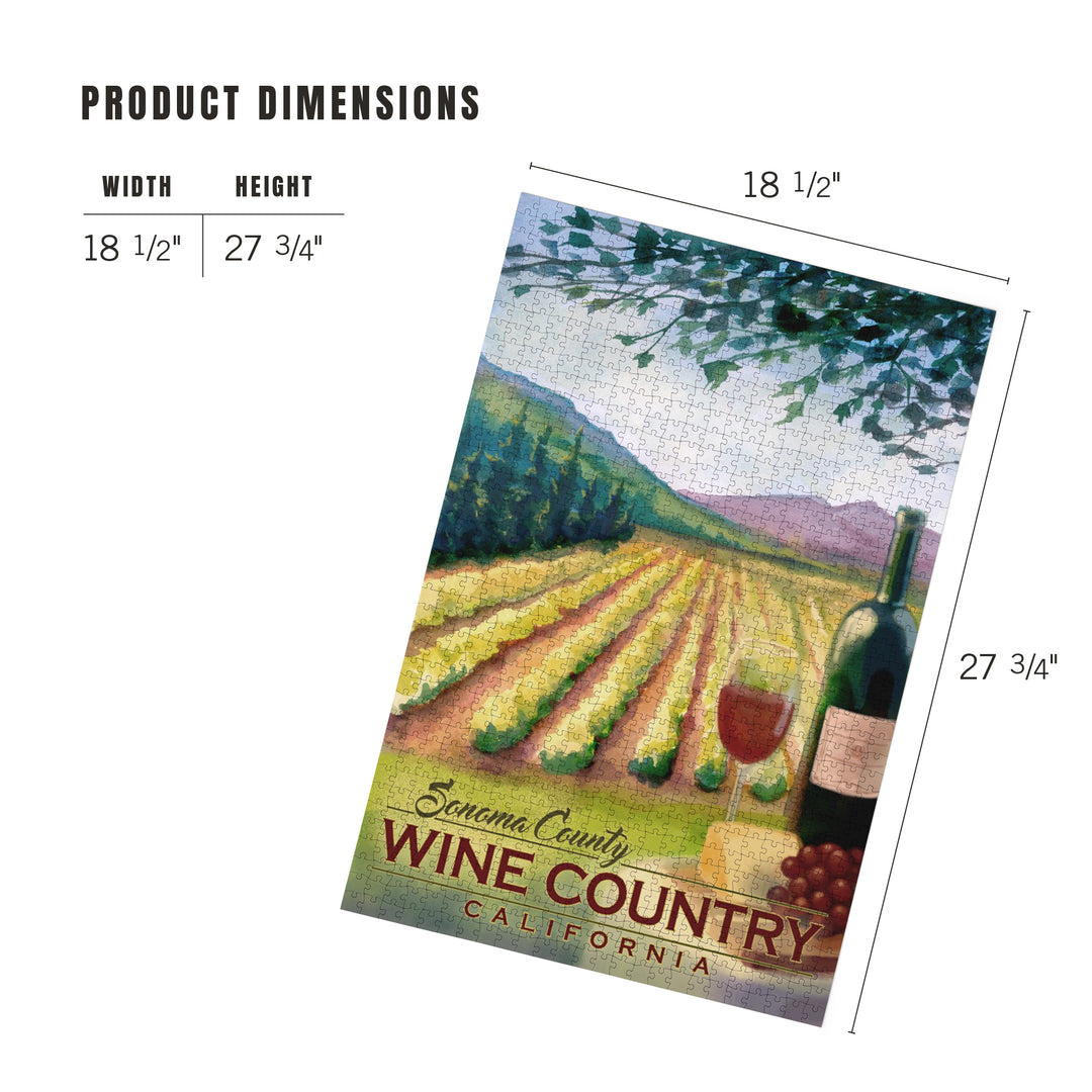 Sonoma County Wine Country, California, Jigsaw Puzzle Puzzle Lantern Press 