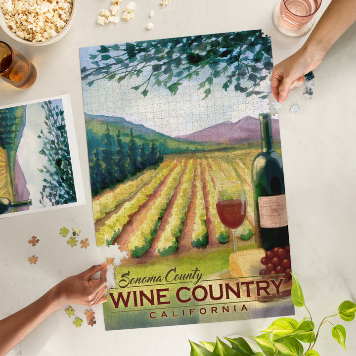 Sonoma County Wine Country, California, Jigsaw Puzzle Puzzle Lantern Press 