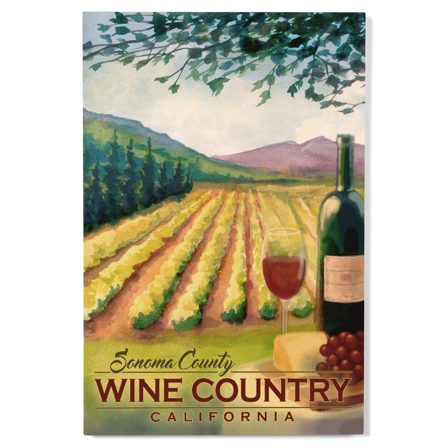Sonoma County Wine Country, California, Lantern Press Artwork, Wood Signs and Postcards Wood Lantern Press 