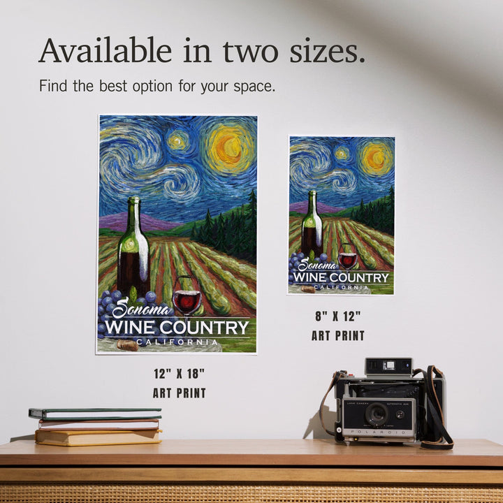 Sonoma Wine Country, California, Vineyard, Starry Night, Art & Giclee Prints Art Lantern Press 