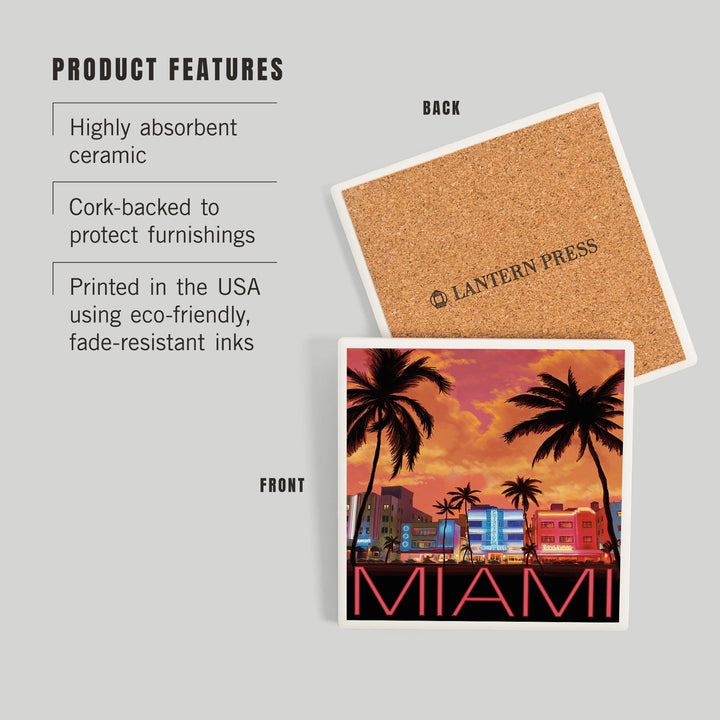 South Beach Miami, Florida, Coasters Coasters Lantern Press 