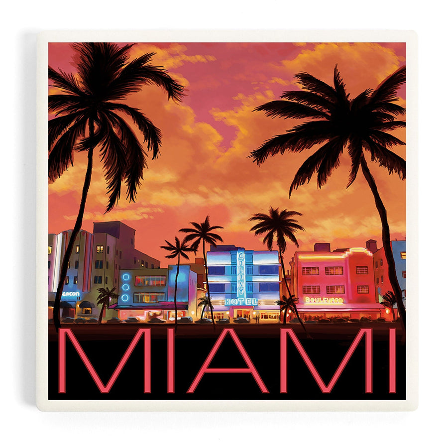 South Beach Miami, Florida, Coasters Coasters Lantern Press 
