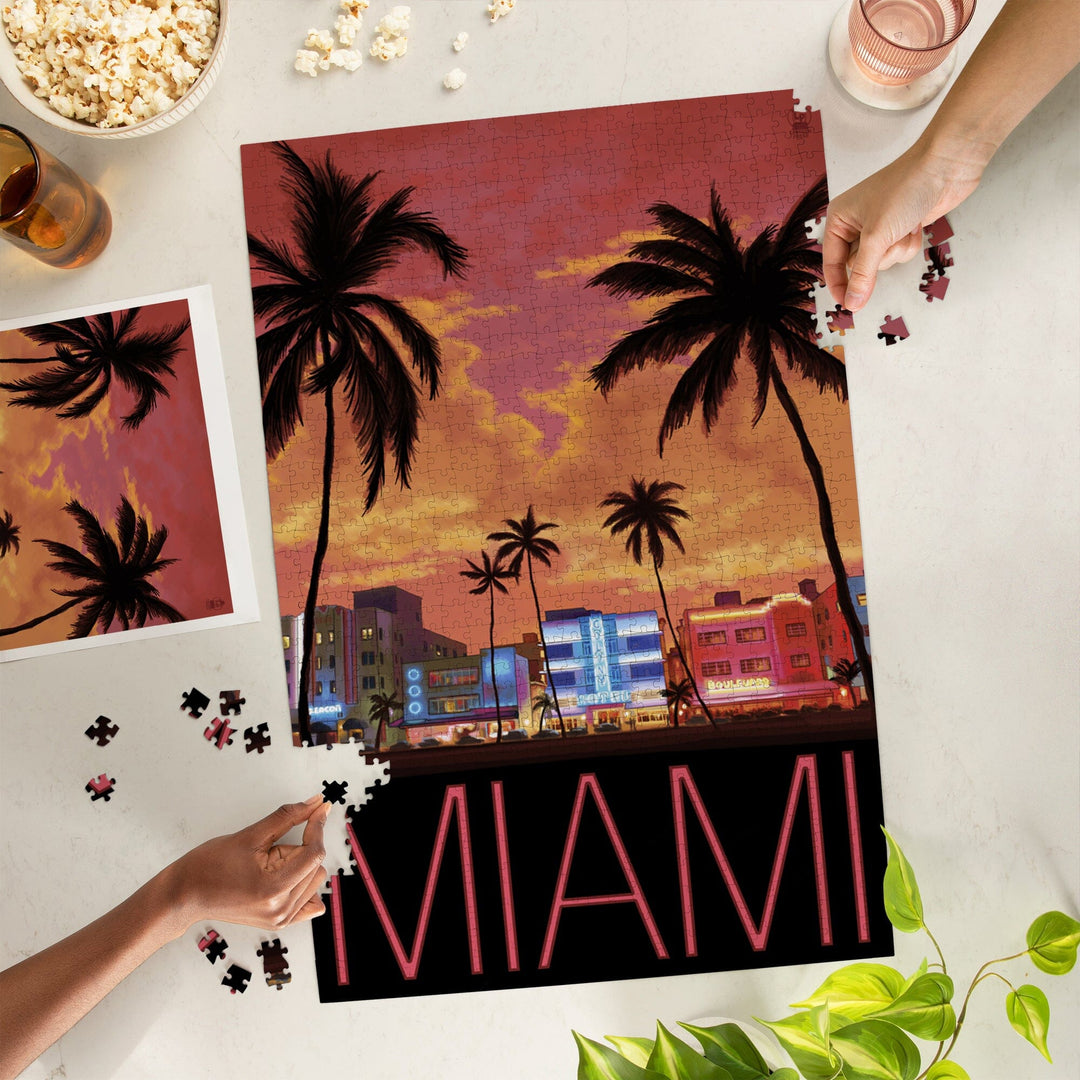 South Beach Miami, Florida, Jigsaw Puzzle Puzzle Lantern Press 