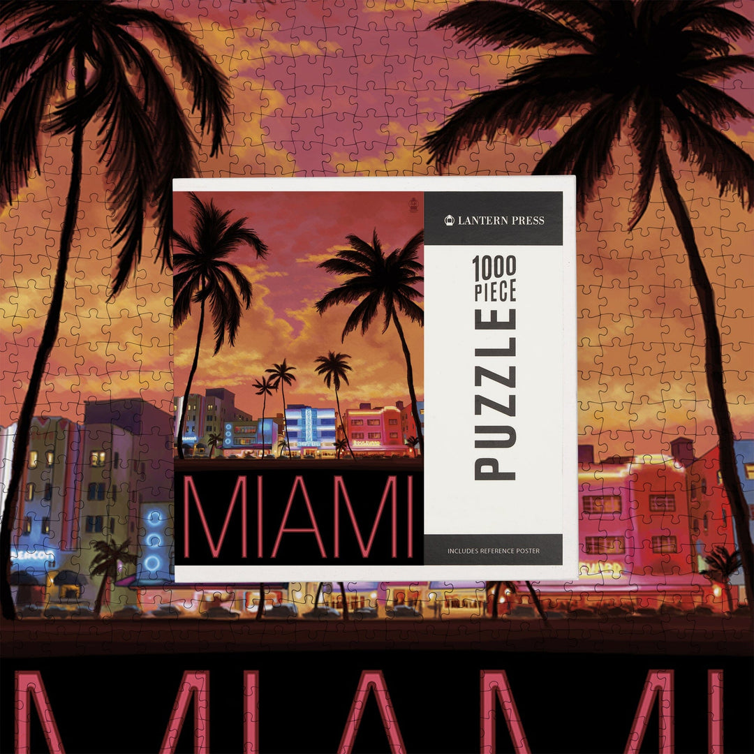 South Beach Miami, Florida, Jigsaw Puzzle Puzzle Lantern Press 