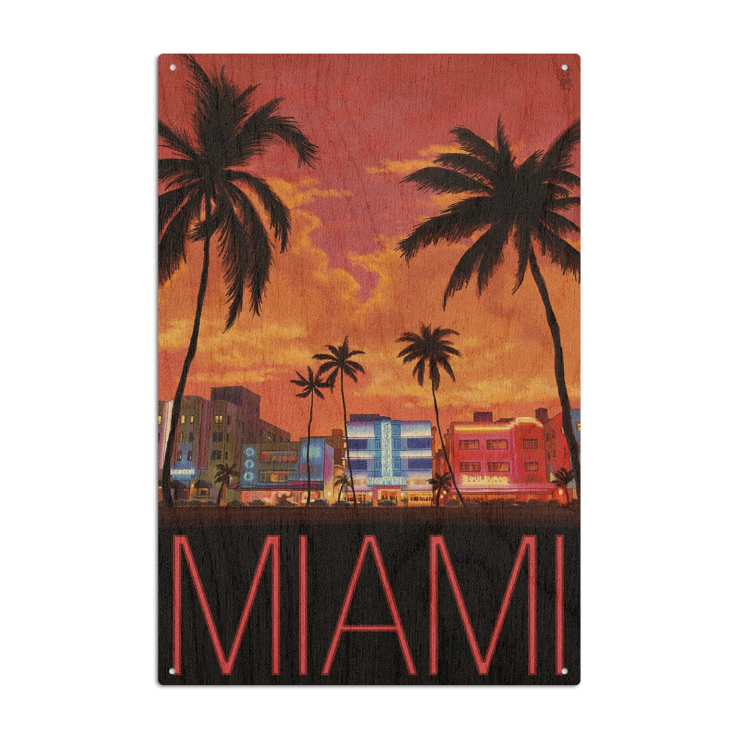 South Beach Miami, Florida, Lantern Press Artwork, Wood Signs and Postcards Wood Lantern Press 10 x 15 Wood Sign 