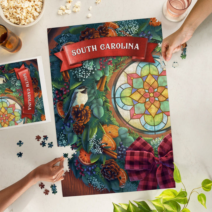 South Carolina, Front Door with Wreath, Jigsaw Puzzle Puzzle Lantern Press 