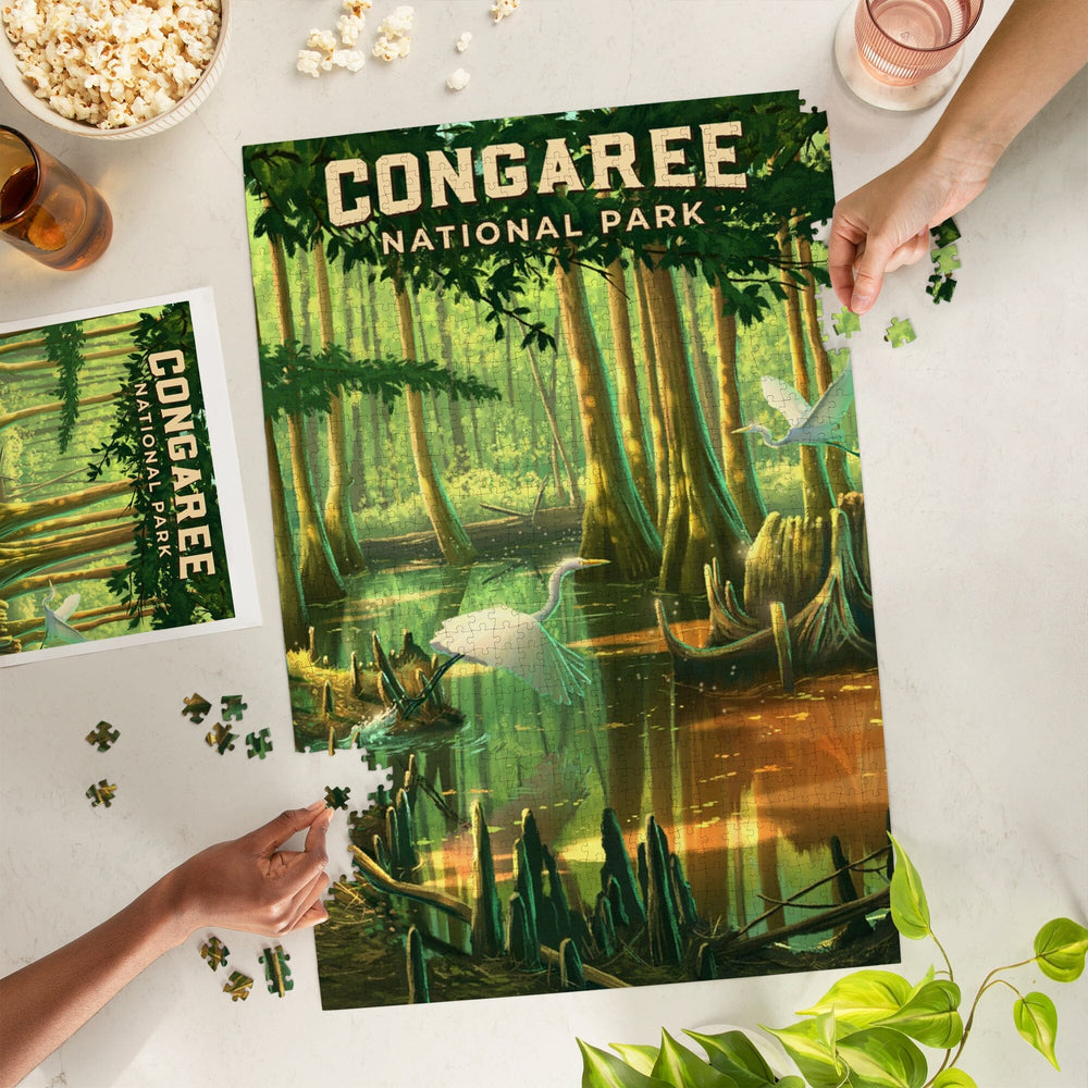 South Carolina, Oil Painting, Congaree National Park, Jigsaw Puzzle Puzzle Lantern Press 