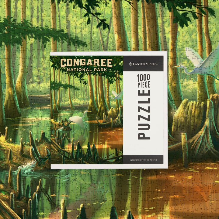 South Carolina, Oil Painting, Congaree National Park, Jigsaw Puzzle Puzzle Lantern Press 