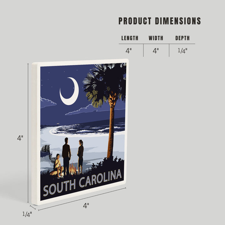 South Carolina, Palmetto Moon and Bonfire, Coasters Coasters Lantern Press 