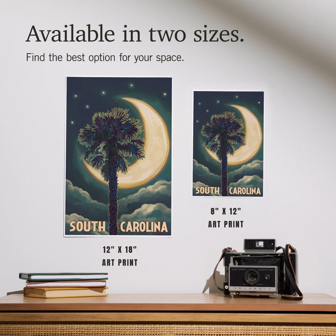 South Carolina, Palmetto Moon and Palm, Art & Giclee Prints Art Lantern Press 