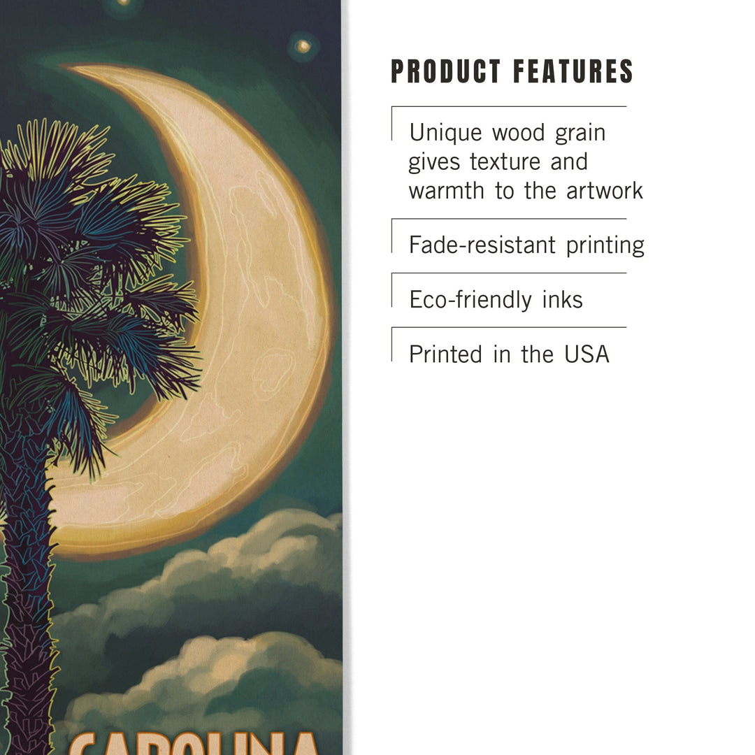 South Carolina, Palmetto Moon & Palm, Lantern Press Artwork, Wood Signs and Postcards Wood Lantern Press 