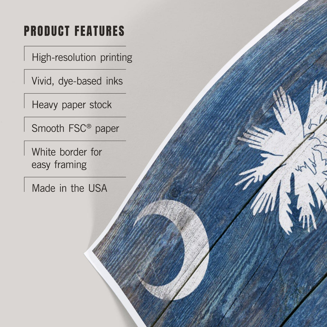 South Carolina, Rustic State Flag, Art & Giclee Prints Art Lantern Press 
