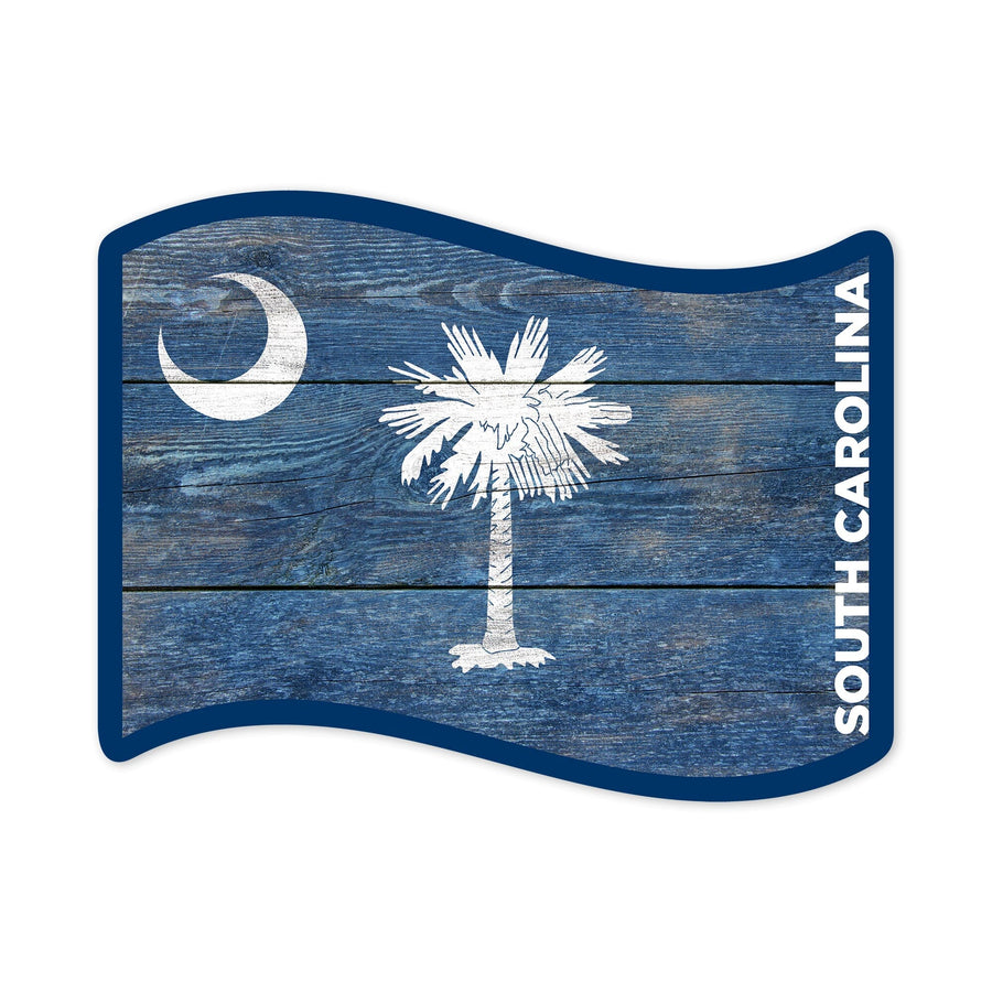 South Carolina, Rustic State Flag, Contour, Lantern Press Artwork, Vinyl Sticker Sticker Lantern Press 